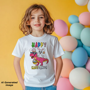 Bunny Riding T-Rex Dinosaur Happy Eastrawr Kleinkind T-shirt
