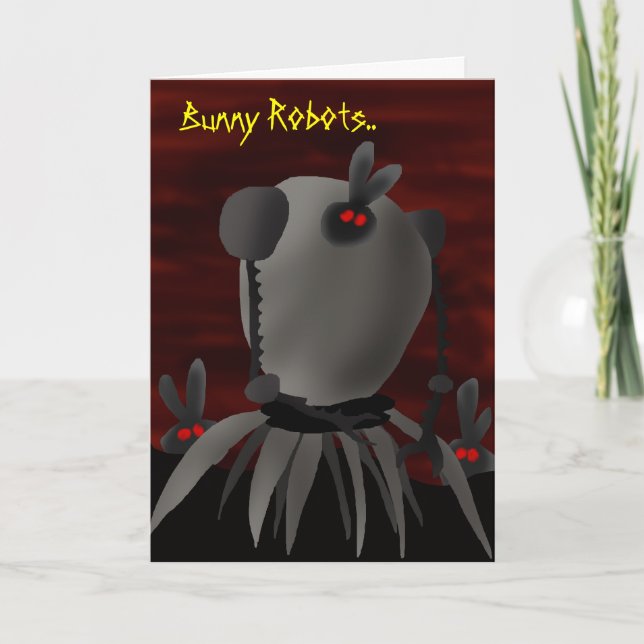 Bunny Roboter. Feiertagskarte (Vorderseite)