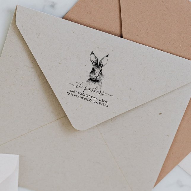 Bunny | Rücksendeadresse für Familienname Gummistempel (Von Creator hochgeladen)
