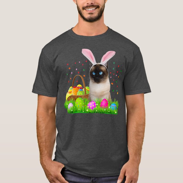Bunny Siamese Cat Funny Easter Siamese Cat Lover T-Shirt (Vorderseite)