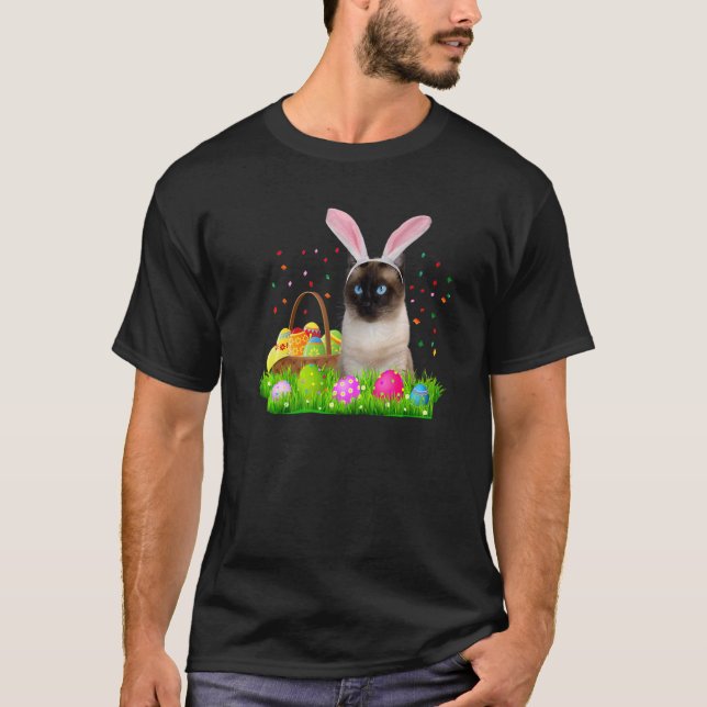 Bunny Siamese Katze Ostersima Katze T-Shirt (Vorderseite)