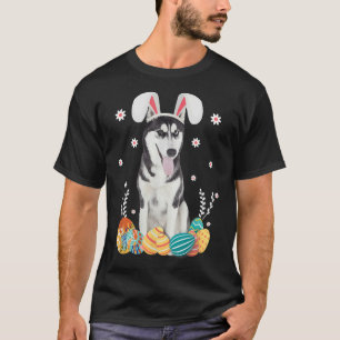 Bunny Siberian Husky Hund Happy Ostertag Egg Hun T-Shirt