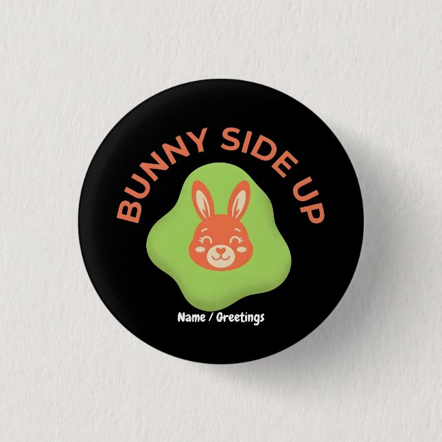 Bunny Side Up Retro-Oster-Ei Grafikdesign  Button (Vorderseite)