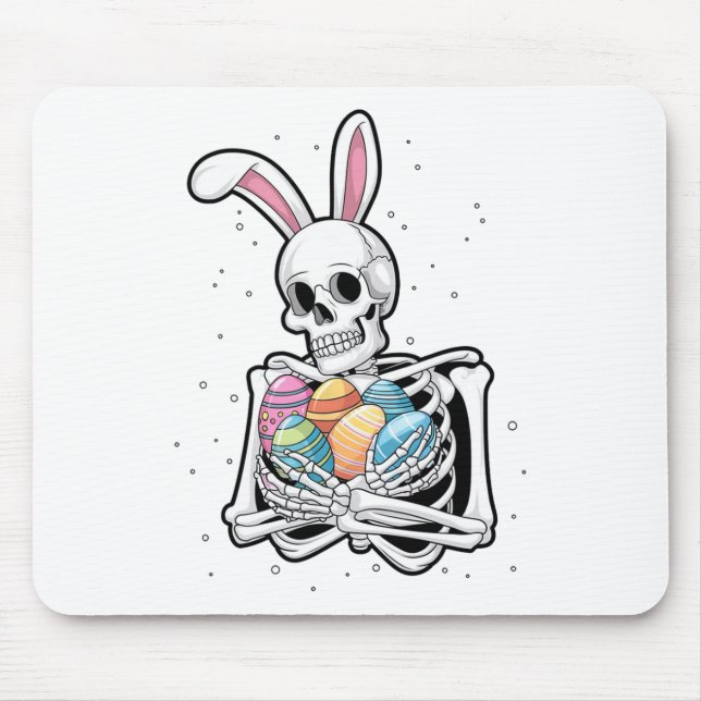 Bunny Skeleton Holding Ostereier Ostern Ostern Ost Mousepad (Vorne)