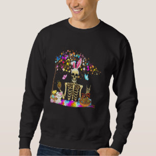 Bunny Skeleton Niedlich Bunny Chick Eggs Basket Ha Sweatshirt