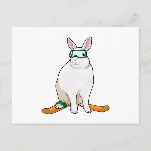 Bunny Skier Postkarte (Vorderseite)
