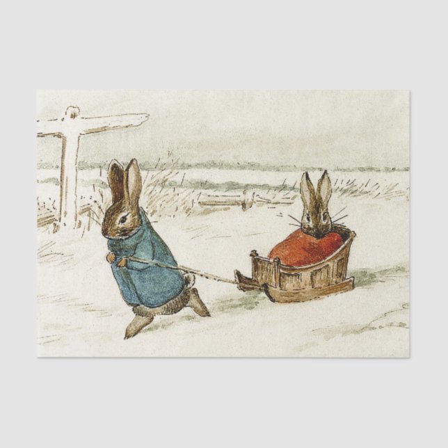 "Bunny Sleigh Ride" von Beatrix Potter Seidenpapier (Vorderseite)