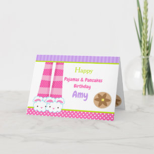 Bunny Slippers Pajamas & Pancakes Geburtstag Party Karte