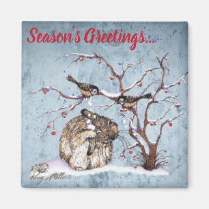 Bunny & Snow Birds Magnet