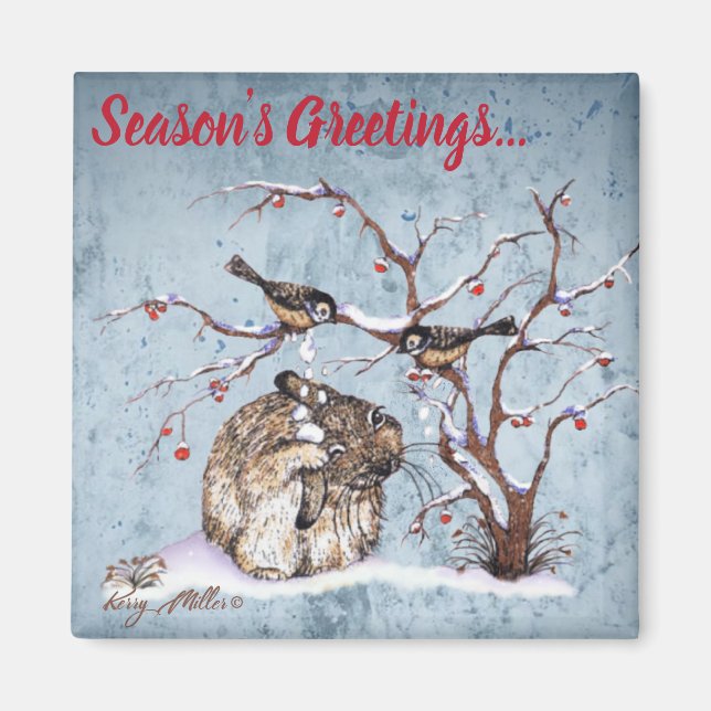 Bunny & Snow Birds Magnet (Vorne)