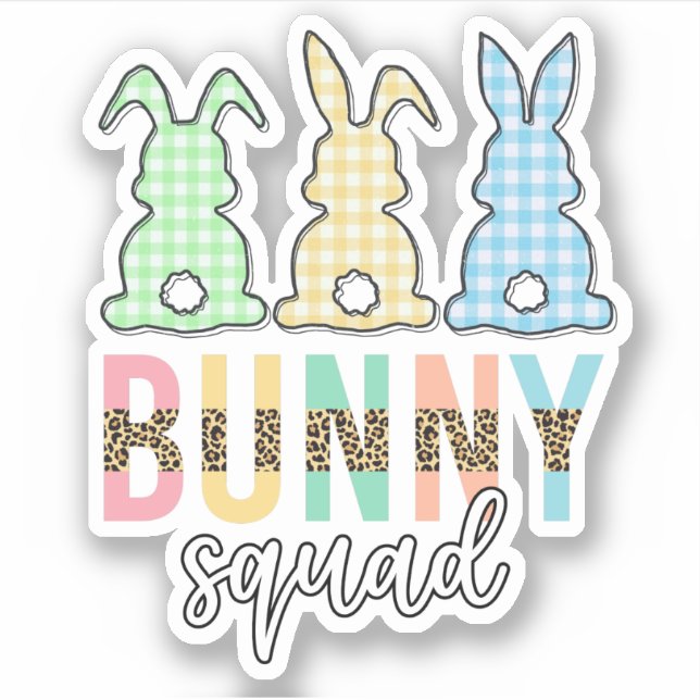 Bunny Squad | Frohe Ostern, Niedliches Kaninchen Aufkleber (Vorderseite)