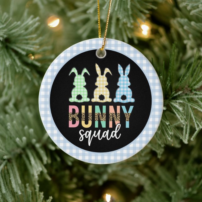 Bunny Squad | Ostereier Jagd Niedlich Bunny Keramik Ornament (Baum)