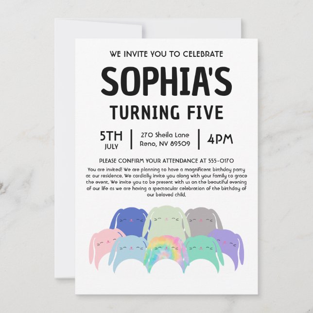 Bunny Squishmallow Birthday Party Einladung (Vorderseite)