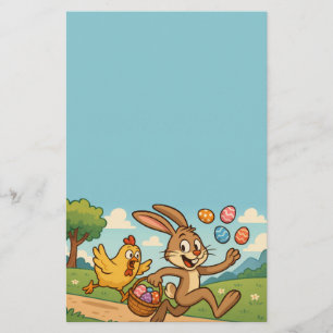 Bunny Steals Eggs aus Hühnchen Osterdesign Funny Briefpapier