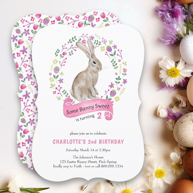 Bunny Sweet Hübsch Girl Geburtstag Einladung (Some Bunny Sweet girls birthday invitation - perfect for spring or easter)