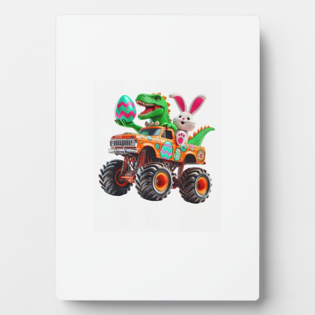 Bunny T-rex Easter Monster Truck Dino Funny Boys K Fotoplatte (Vorderseite)