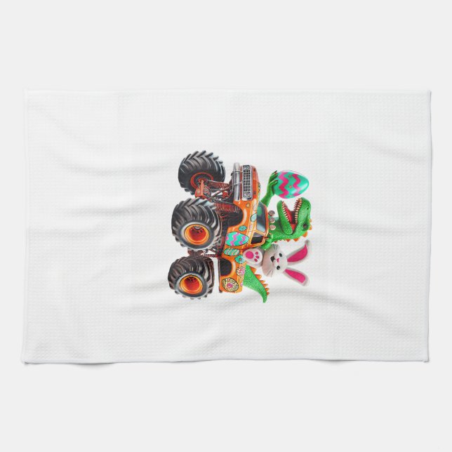 Bunny T-rex Easter Monster Truck Dino Funny Boys K Geschirrtuch (Horizontal)