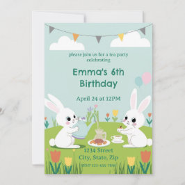 Bunny Tea Party Birthday Invitation | Cute Rabbits Einladung