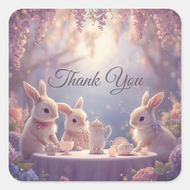 Bunny Tea Party Favor Stickers – Fairy Garden (Vorderseite)