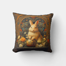 Bunny Throw Pillow, William Morris inspiriert