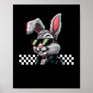 Bunny Trippy Vaporwave Ostern Techno Rave Edm Musi Poster