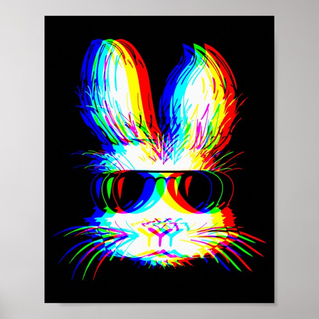 Bunny Trippy Varwave Easter Techno Rave Edm Music  Poster (Vorne)