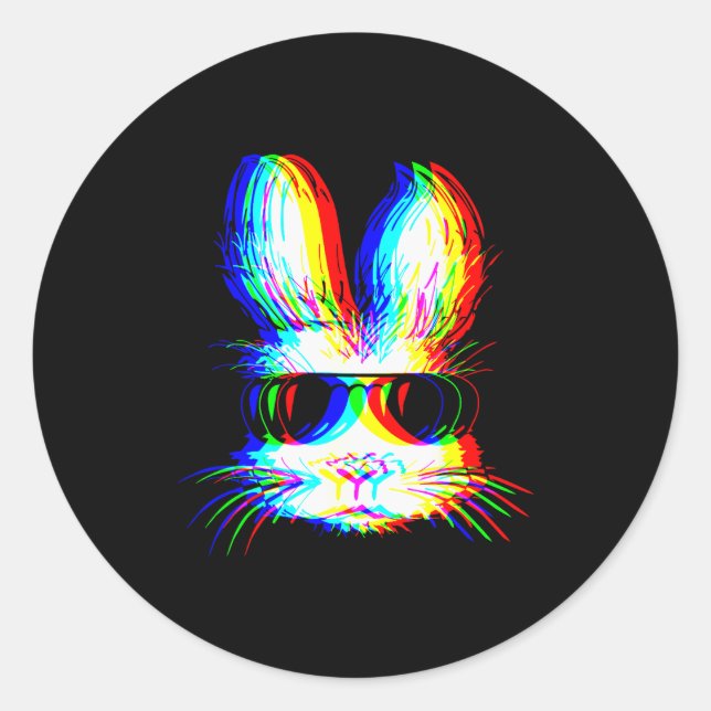 Bunny Trippy Varwave Easter Techno Rave Edm Music  Runder Aufkleber (Vorderseite)