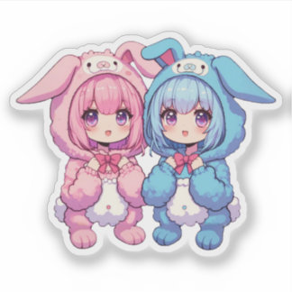 Bunny Twins Aufkleber