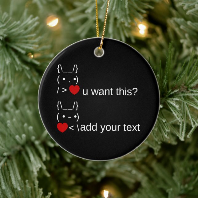 Bunny u gewollt? / Angepasste ASCII-Textkunst Keramik Ornament (Baum)