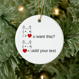 Bunny u gewollt? / Angepasste ASCII-Textkunst Keramik Ornament
