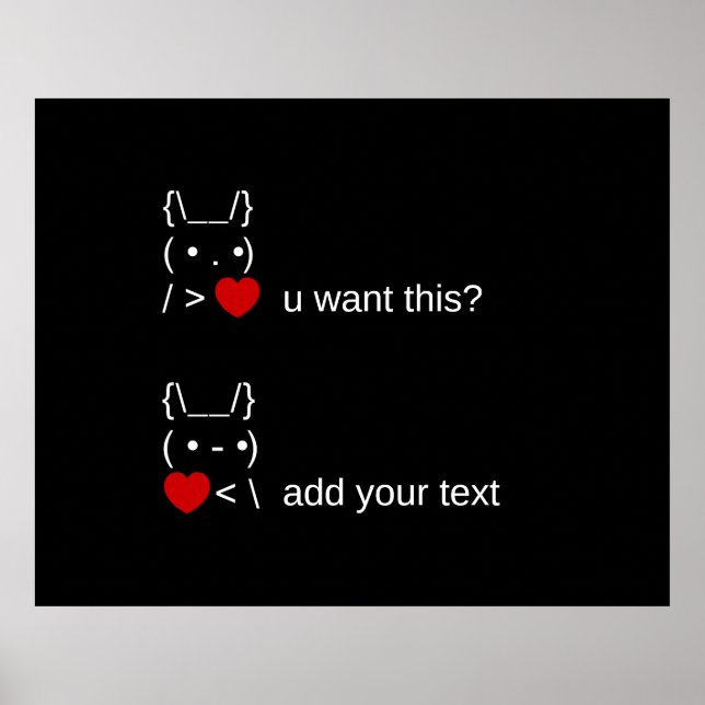 Bunny u gewollt? / Angepasste ASCII-Textkunst Poster (Vorne)