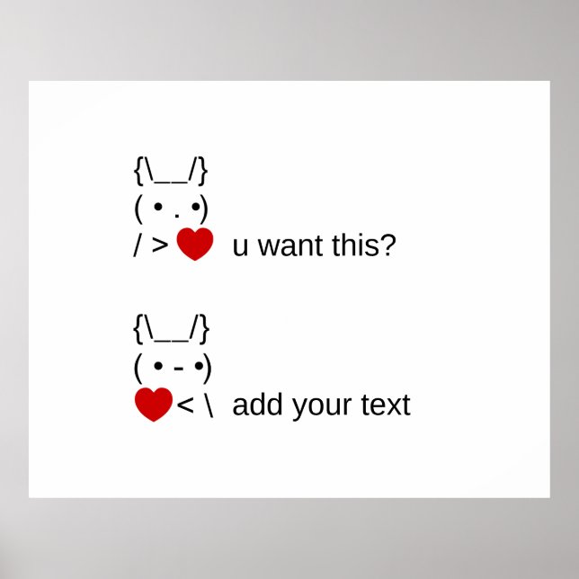Bunny u gewollt? / Angepasste ASCII-Textkunst Poster (Vorne)
