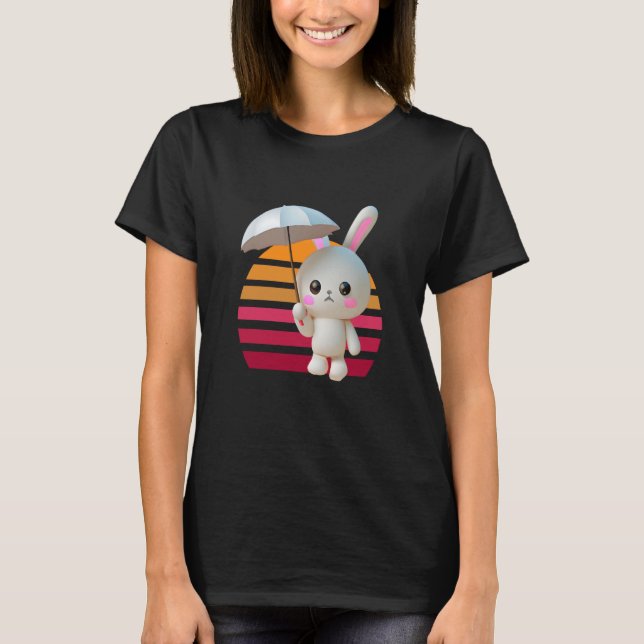 Bunny Umbrella Sunset T-Shirt (Vorderseite)