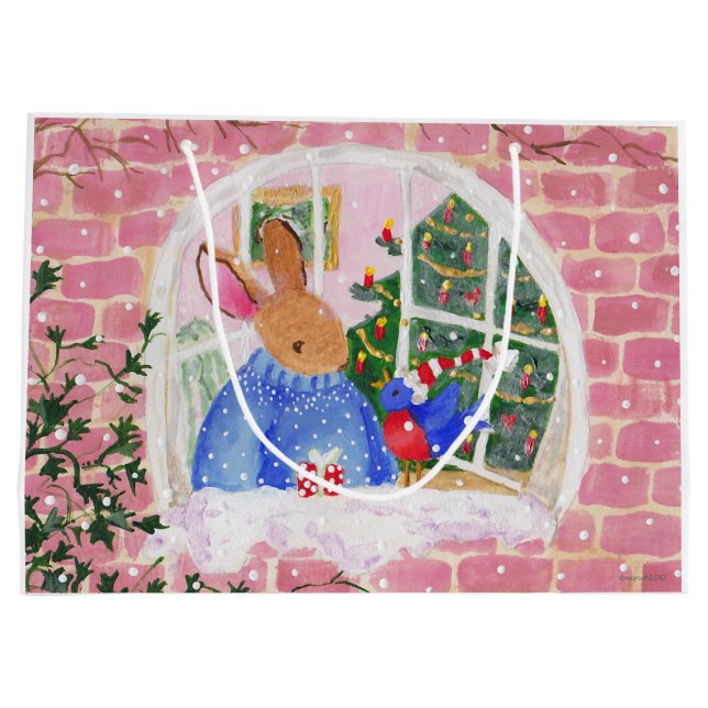 Bunny und Bird-Geschenktasche Große Geschenktüte (Rückseite)