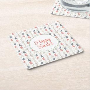 Bunny und Eggs beige Rechteckiger Pappuntersetzer
