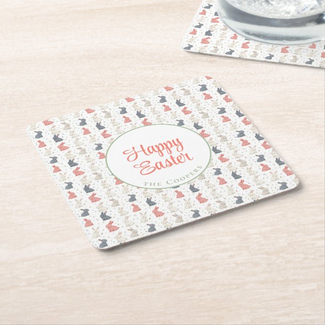 Bunny und Eggs beige Rechteckiger Pappuntersetzer (angewinkelt)