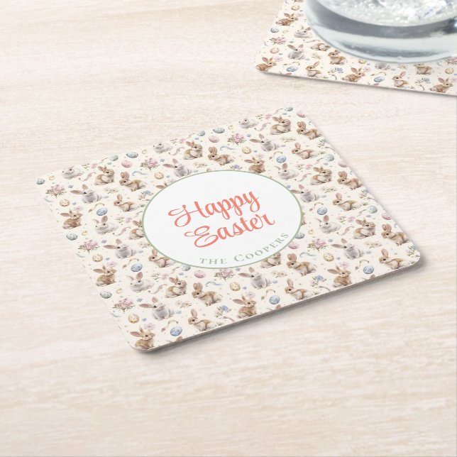 Bunny und Eier Blüte Rechteckiger Pappuntersetzer (angewinkelt)