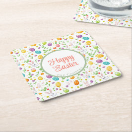 Bunny und Eier Blüte Rechteckiger Pappuntersetzer