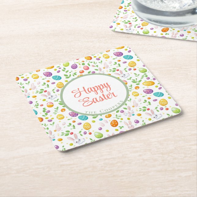 Bunny und Eier Blüte Rechteckiger Pappuntersetzer (angewinkelt)