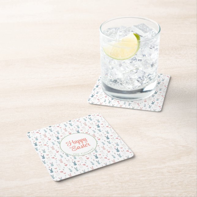Bunny und Eier Blüte Rechteckiger Pappuntersetzer (Vor Ort)