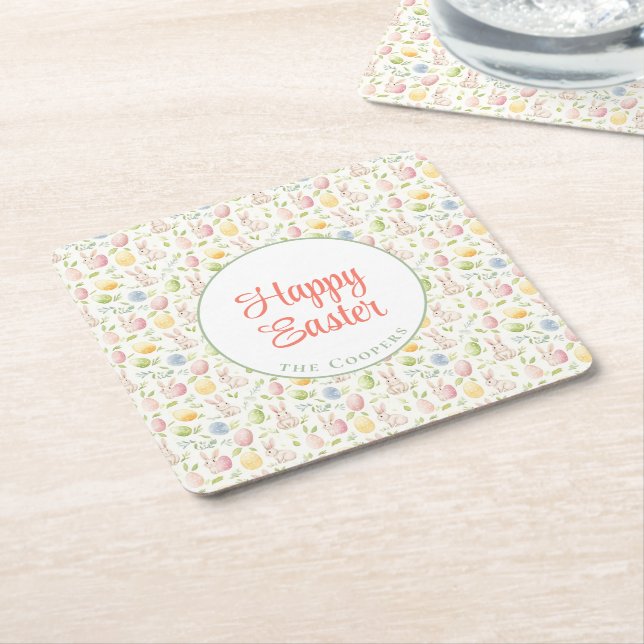 Bunny und Eier Blüte Rechteckiger Pappuntersetzer (angewinkelt)