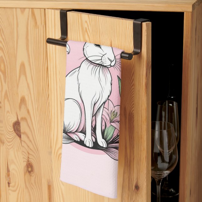 Bunny und Lilies Geschirrtuch (Drittel gefaltet)