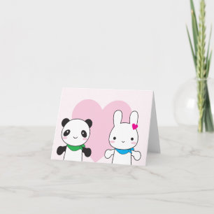 Bunny und Panda Kawaii Valentine Feiertagskarte
