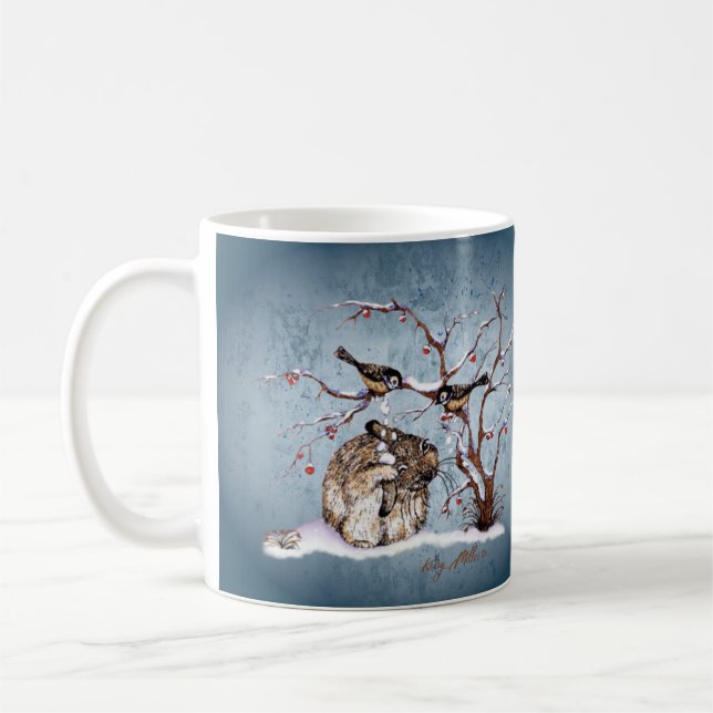 Bunny und Pesky Snow Birds Kaffeetasse (Links)