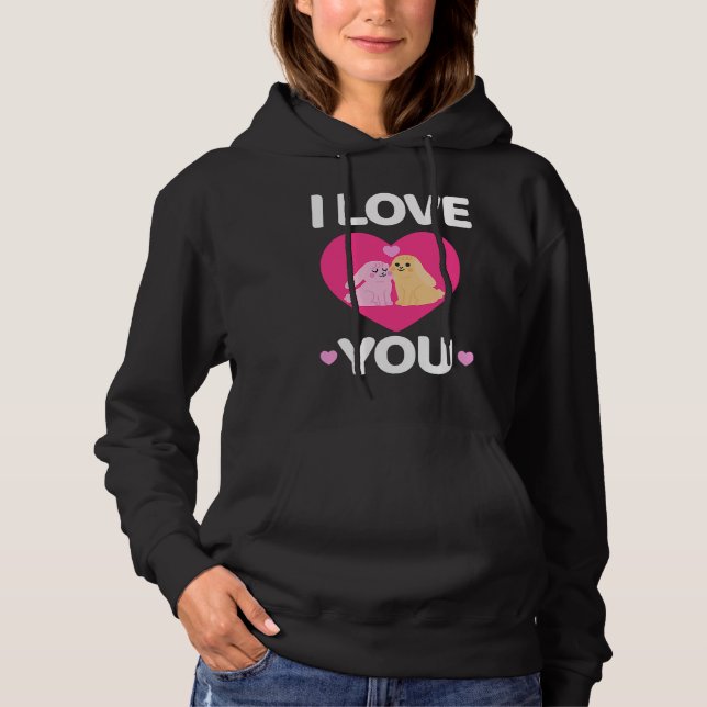 Bunny Valentine's Day I Love You Couples Men Women Hoodie (Vorderseite)