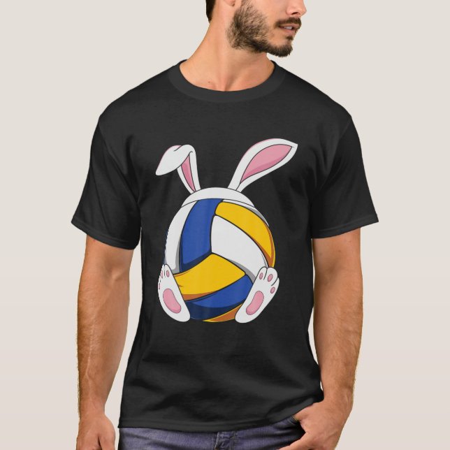 Bunny Volleyball Heartbeat Funny Easter Day Bunny T-Shirt (Vorderseite)