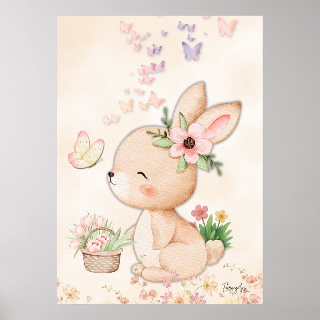 Bunny Wall art - Butterfly Love Printable Poster (Vorne)