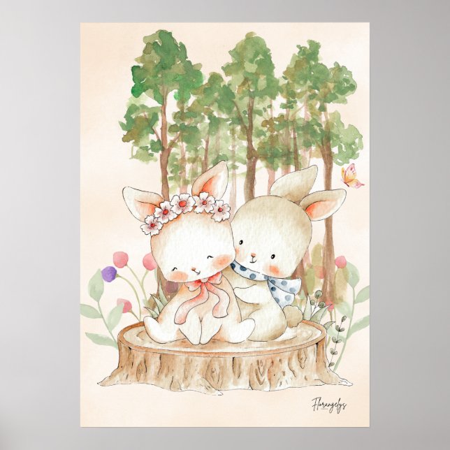 Bunny Wall art Poster Sibling Love (Vorne)