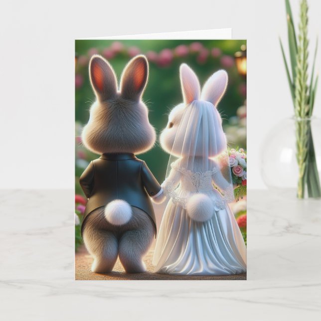 Bunny Wedding Glückwunsch Karte (Vorderseite)