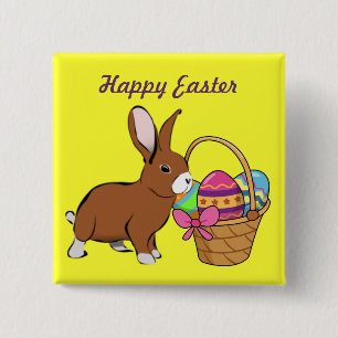 Bunny with Basket Button Button